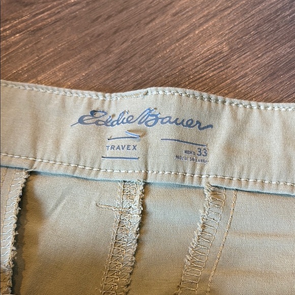 Eddie Bauer Tan Flat Front Bermuda Shorts - Picture 2 of 4